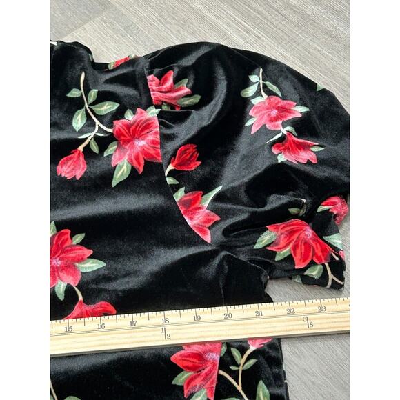 Draper James Women's Floral Velvet Shift Dress in Poinsettia Red Black Size XL - Picture 13 of 13